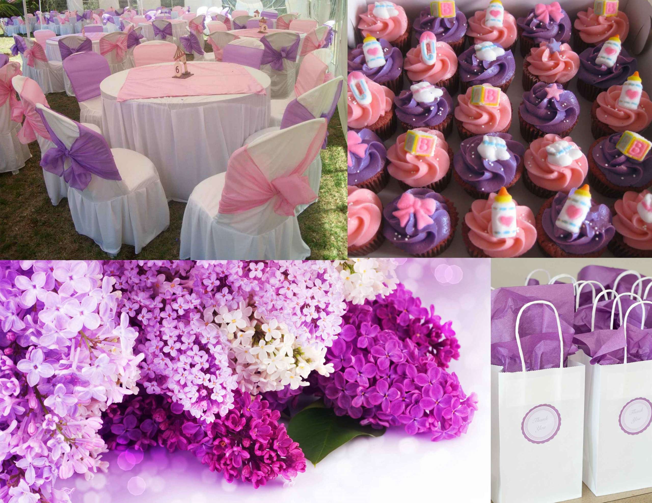 purple and pink baby shower