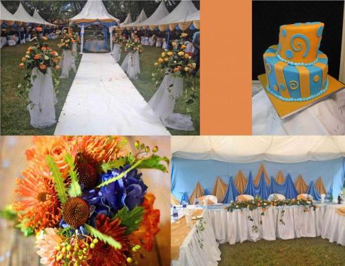 Blue and Orange wedding